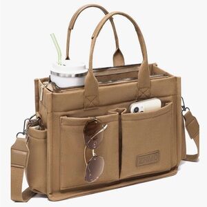 Tan Canvas Organizer Tote for Men